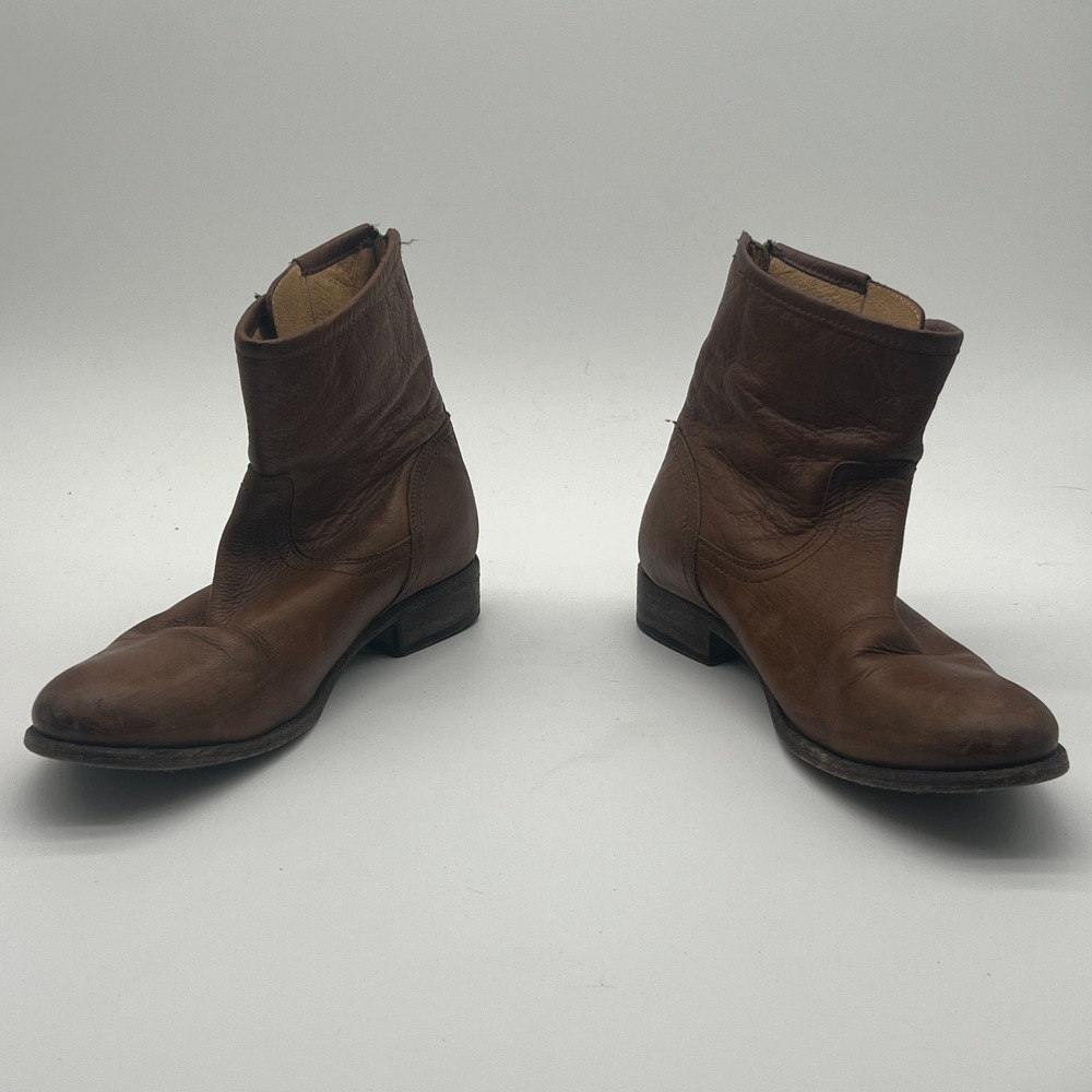 Frye Pippa 77005 Brown Leather Back Zip Ankle Boots Size 8.5 B Made In Mexico